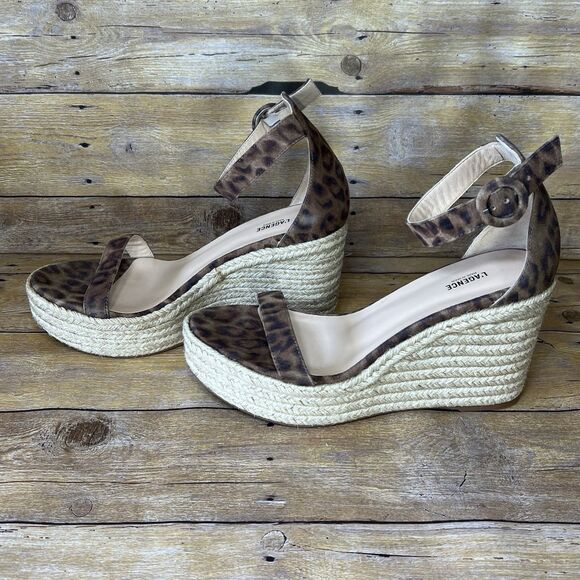 L’AGENCE New Elysee Suede Espadrille Wedge Sandals in Cheetah Size 9.5 (EU 40) - Picture 6 of 16
